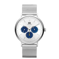Hong Kong Day/Date Silver Blue Mesh